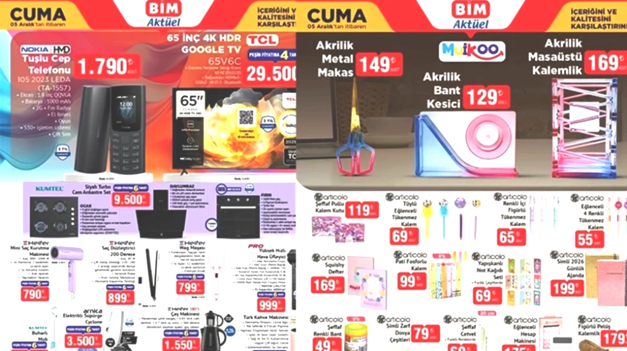 Yılbaşı İçin BİM'den Kaçırılmayacak İndirimler! 5 Aralık 2025 Aktüel Ürünleri ve Balkabağı Şekilli Sunumluklar Burada!